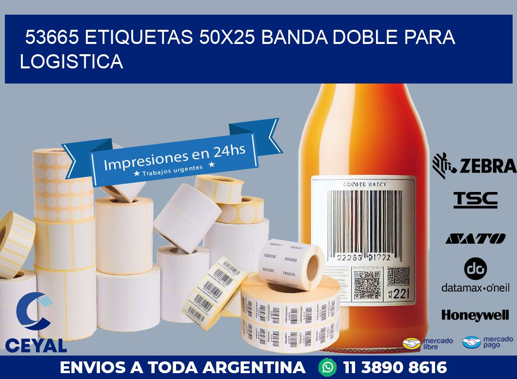 53665 ETIQUETAS 50X25 BANDA DOBLE PARA LOGISTICA
