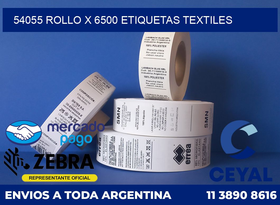 54055 ROLLO X 6500 ETIQUETAS TEXTILES