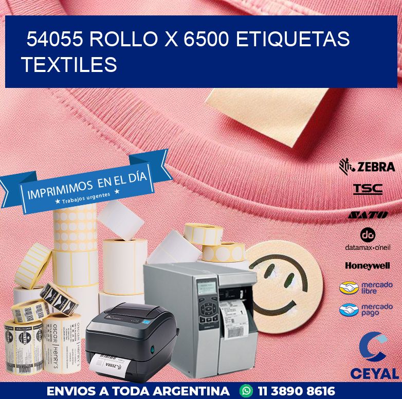54055 ROLLO X 6500 ETIQUETAS TEXTILES