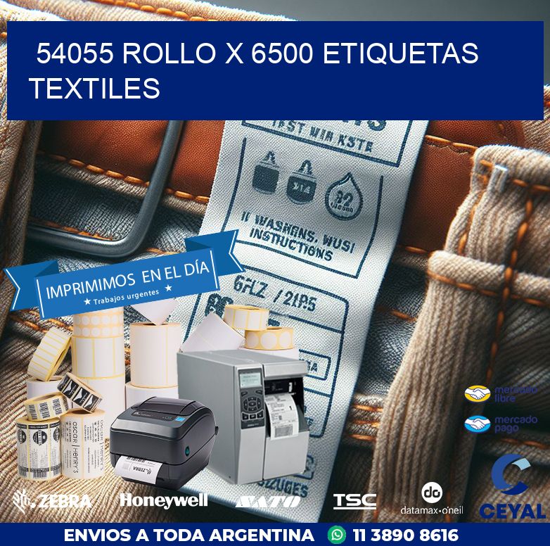 54055 ROLLO X 6500 ETIQUETAS TEXTILES