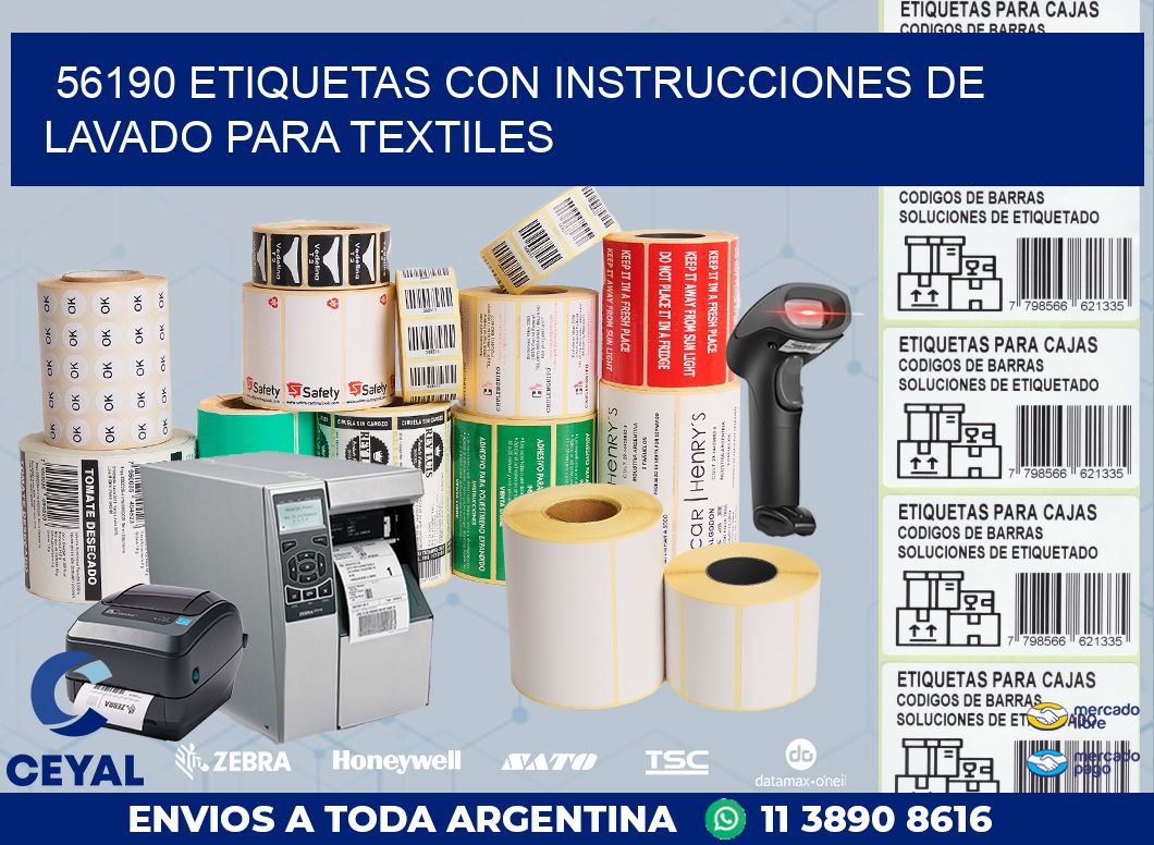 56190 ETIQUETAS CON INSTRUCCIONES DE LAVADO PARA TEXTILES