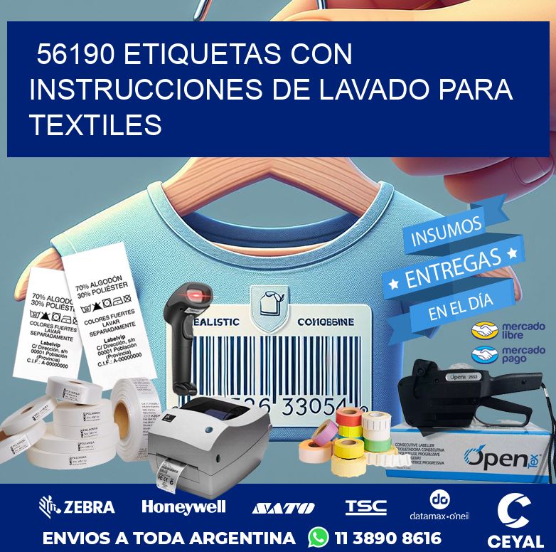 56190 ETIQUETAS CON INSTRUCCIONES DE LAVADO PARA TEXTILES