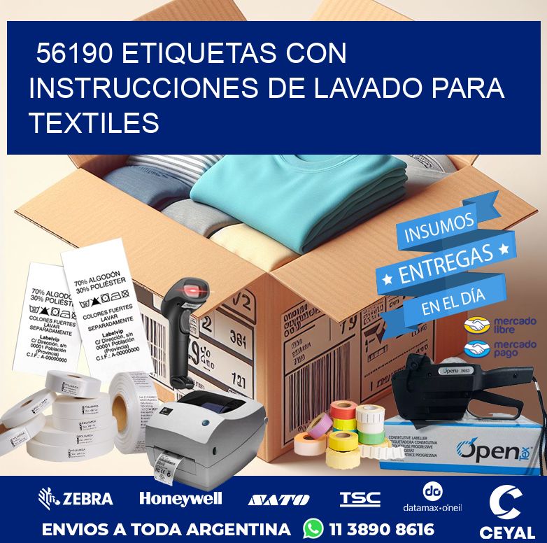56190 ETIQUETAS CON INSTRUCCIONES DE LAVADO PARA TEXTILES