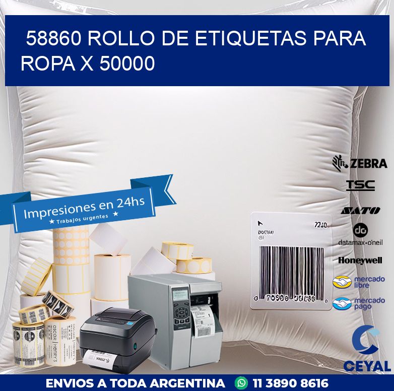 58860 ROLLO DE ETIQUETAS PARA ROPA X 50000