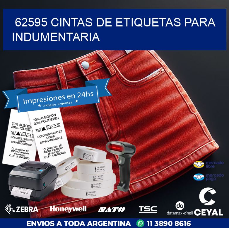 62595 CINTAS DE ETIQUETAS PARA INDUMENTARIA