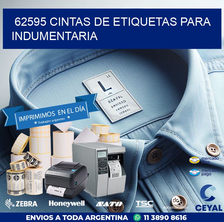 62595 CINTAS DE ETIQUETAS PARA INDUMENTARIA