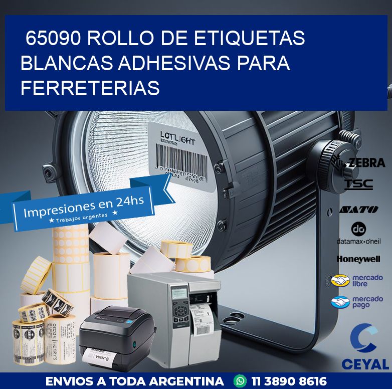 65090 ROLLO DE ETIQUETAS BLANCAS ADHESIVAS PARA FERRETERIAS