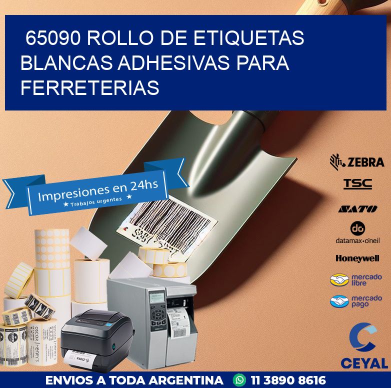 65090 ROLLO DE ETIQUETAS BLANCAS ADHESIVAS PARA FERRETERIAS