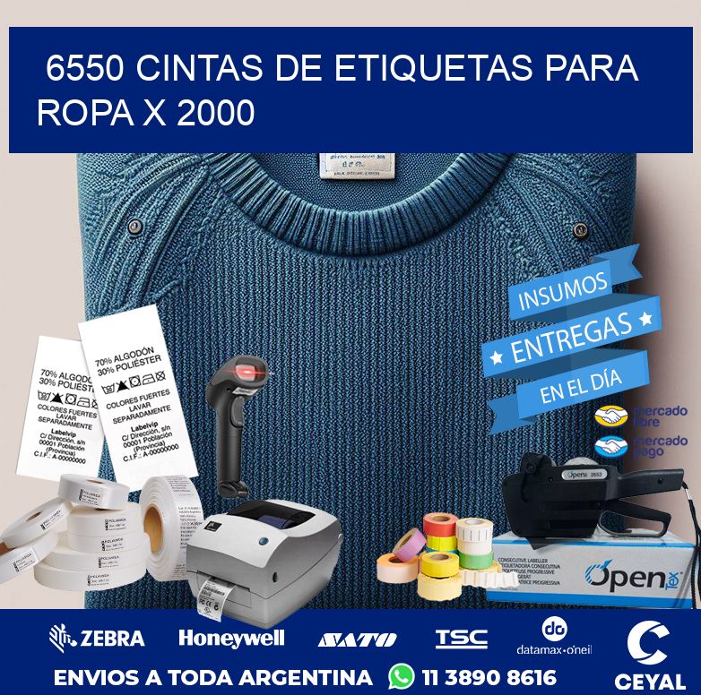 6550 CINTAS DE ETIQUETAS PARA ROPA X 2000