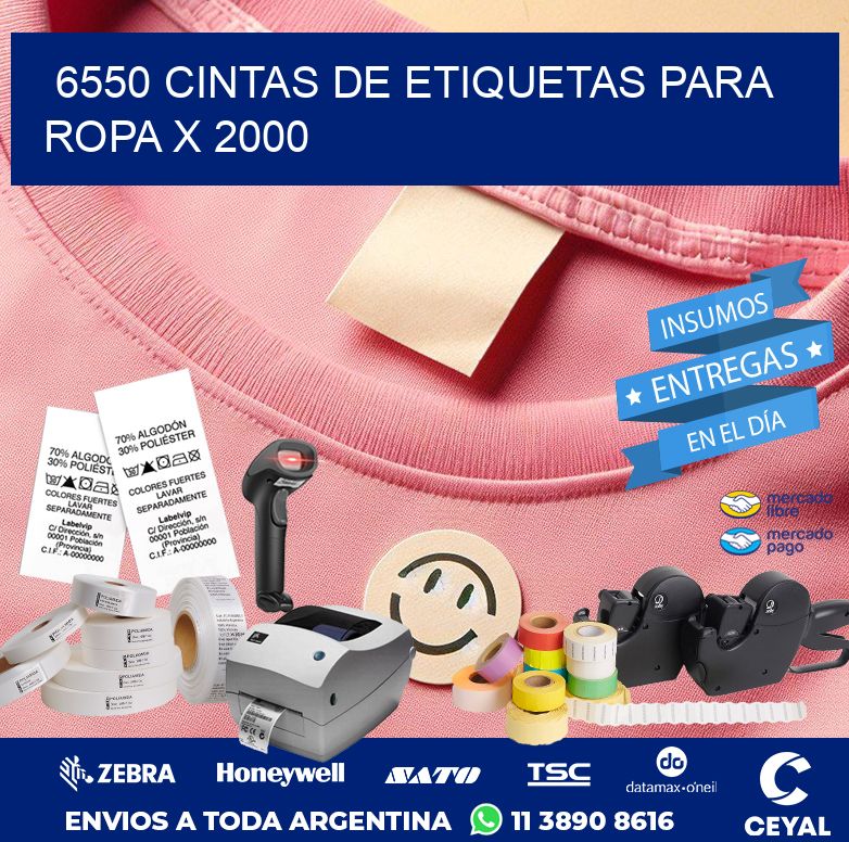 6550 CINTAS DE ETIQUETAS PARA ROPA X 2000