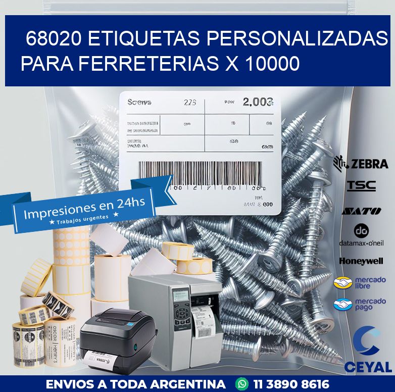 68020 ETIQUETAS PERSONALIZADAS PARA FERRETERIAS X 10000