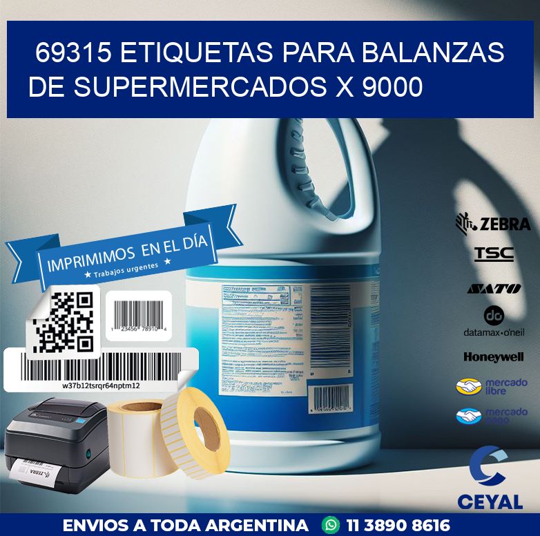 69315 ETIQUETAS PARA BALANZAS DE SUPERMERCADOS X 9000