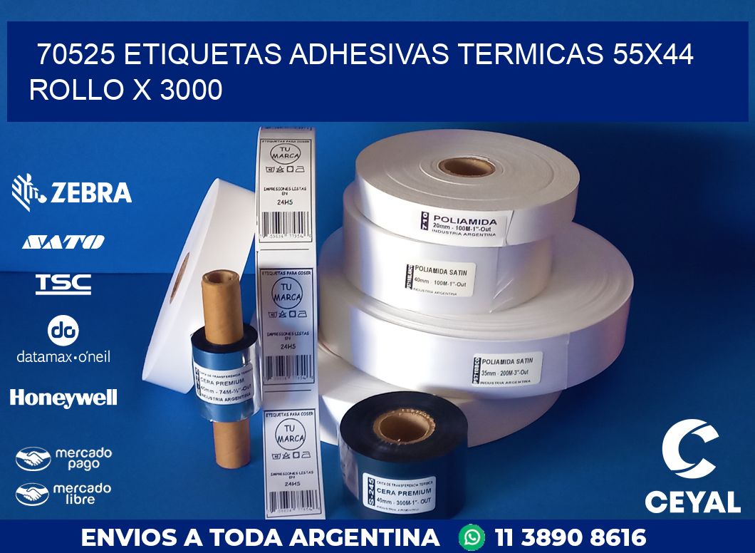 70525 ETIQUETAS ADHESIVAS TERMICAS 55X44 ROLLO X 3000