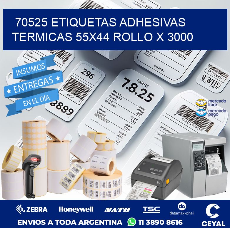 70525 ETIQUETAS ADHESIVAS TERMICAS 55X44 ROLLO X 3000