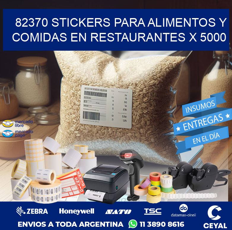 82370 STICKERS PARA ALIMENTOS Y COMIDAS EN RESTAURANTES X 5000