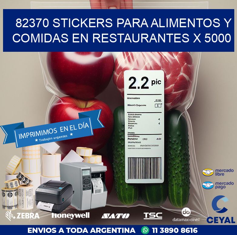 82370 STICKERS PARA ALIMENTOS Y COMIDAS EN RESTAURANTES X 5000