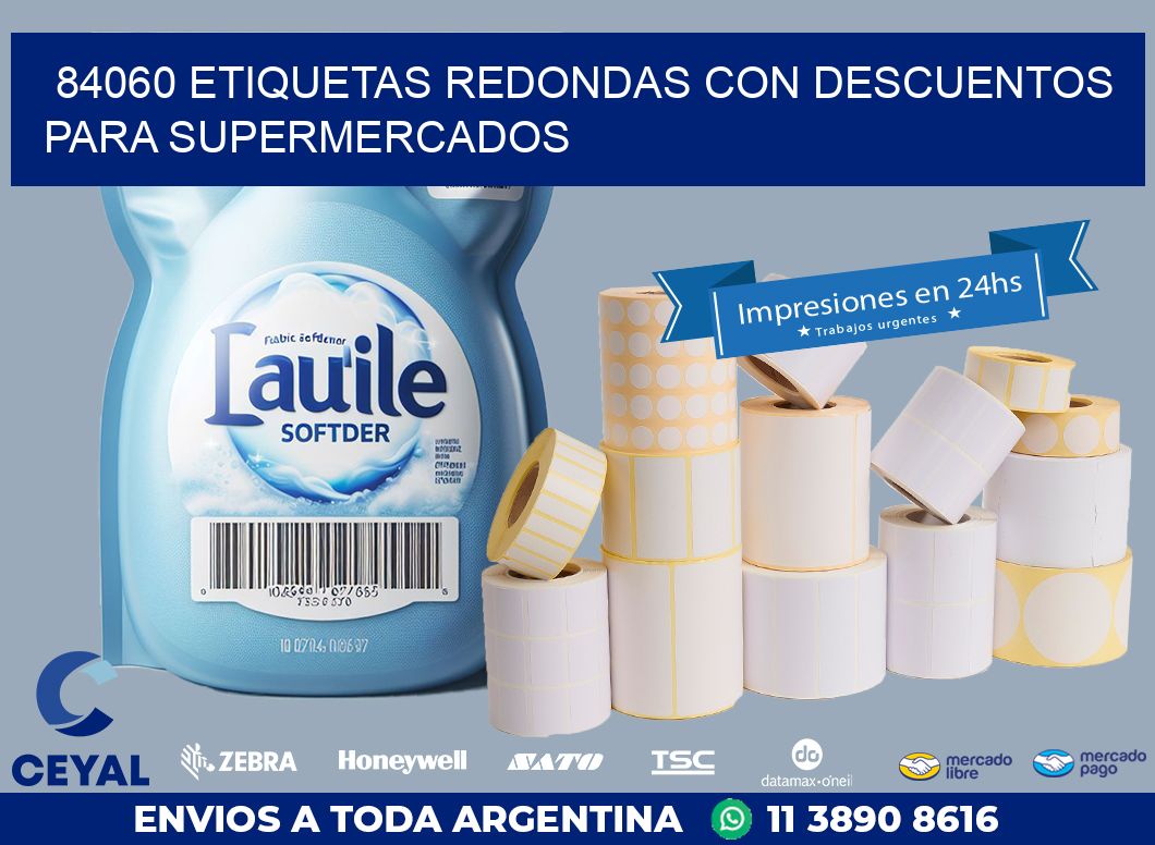 84060 ETIQUETAS REDONDAS CON DESCUENTOS PARA SUPERMERCADOS