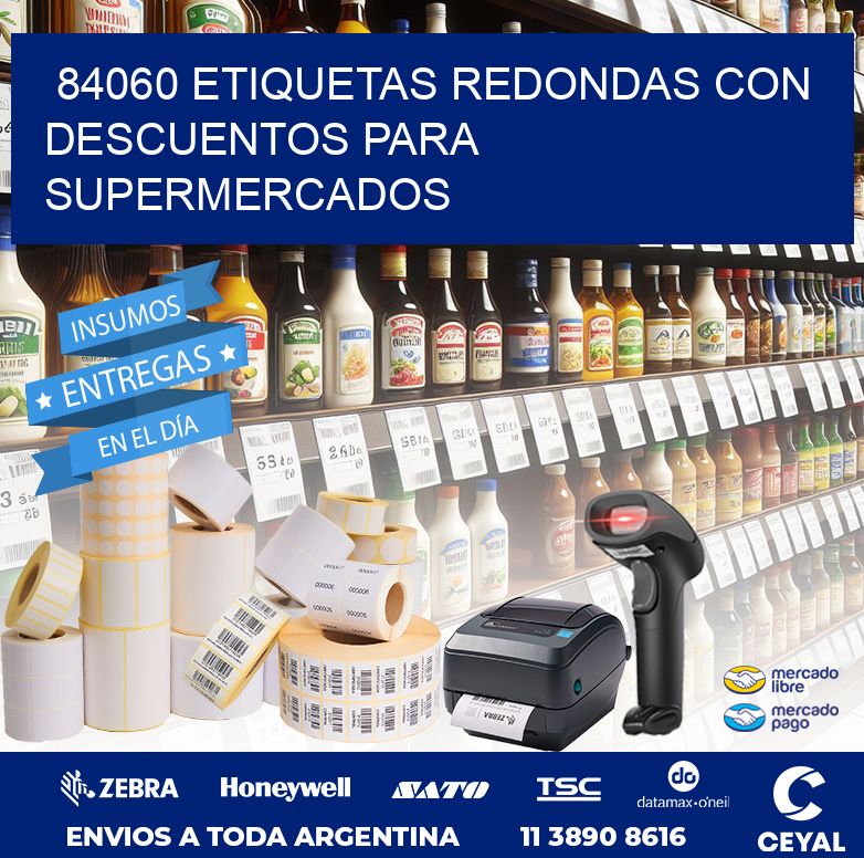 84060 ETIQUETAS REDONDAS CON DESCUENTOS PARA SUPERMERCADOS