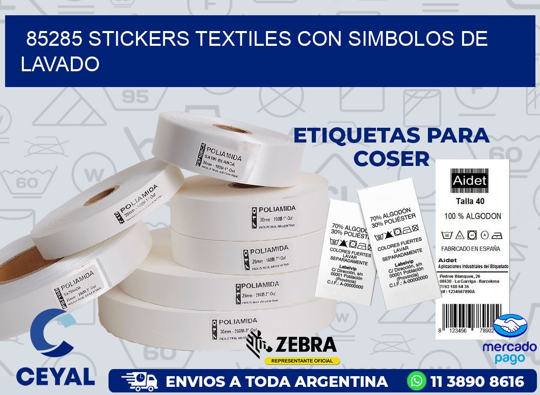 85285 STICKERS TEXTILES CON SIMBOLOS DE LAVADO