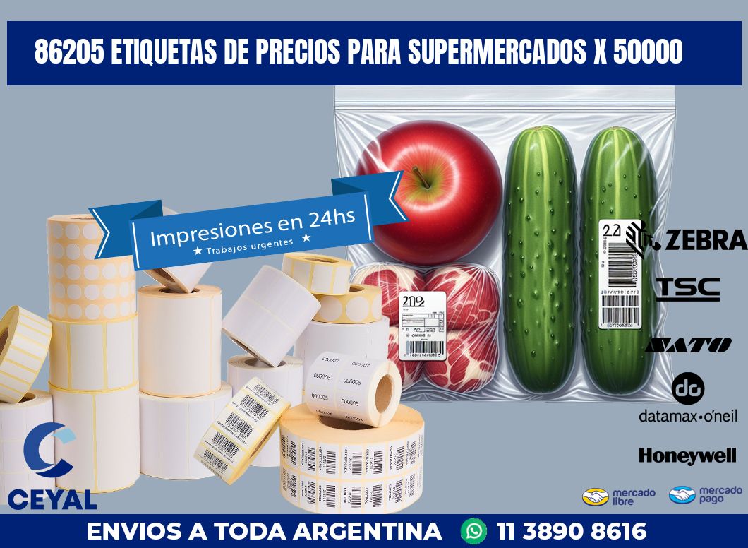 86205 ETIQUETAS DE PRECIOS PARA SUPERMERCADOS X 50000