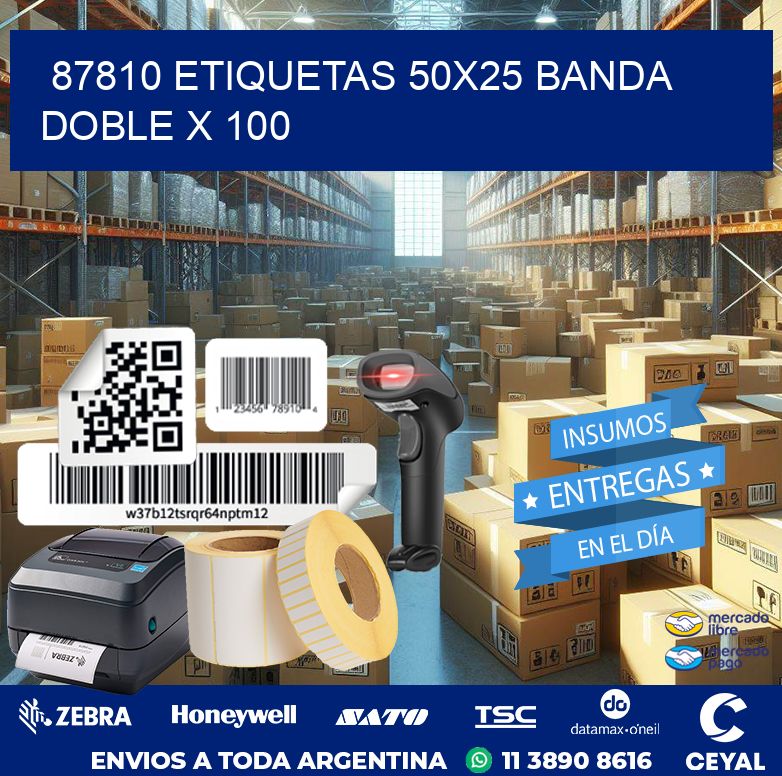 87810 ETIQUETAS 50X25 BANDA DOBLE X 100