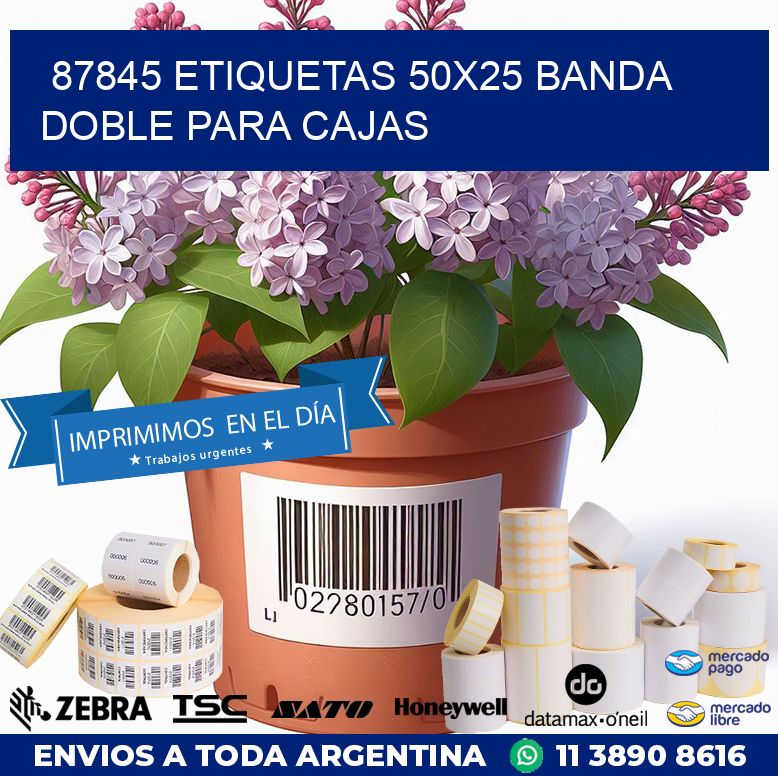 87845 ETIQUETAS 50X25 BANDA DOBLE PARA CAJAS