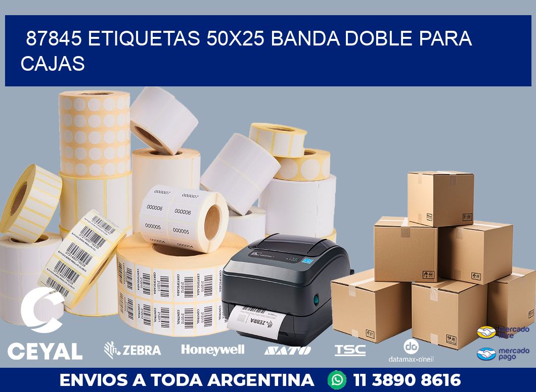 87845 ETIQUETAS 50X25 BANDA DOBLE PARA CAJAS