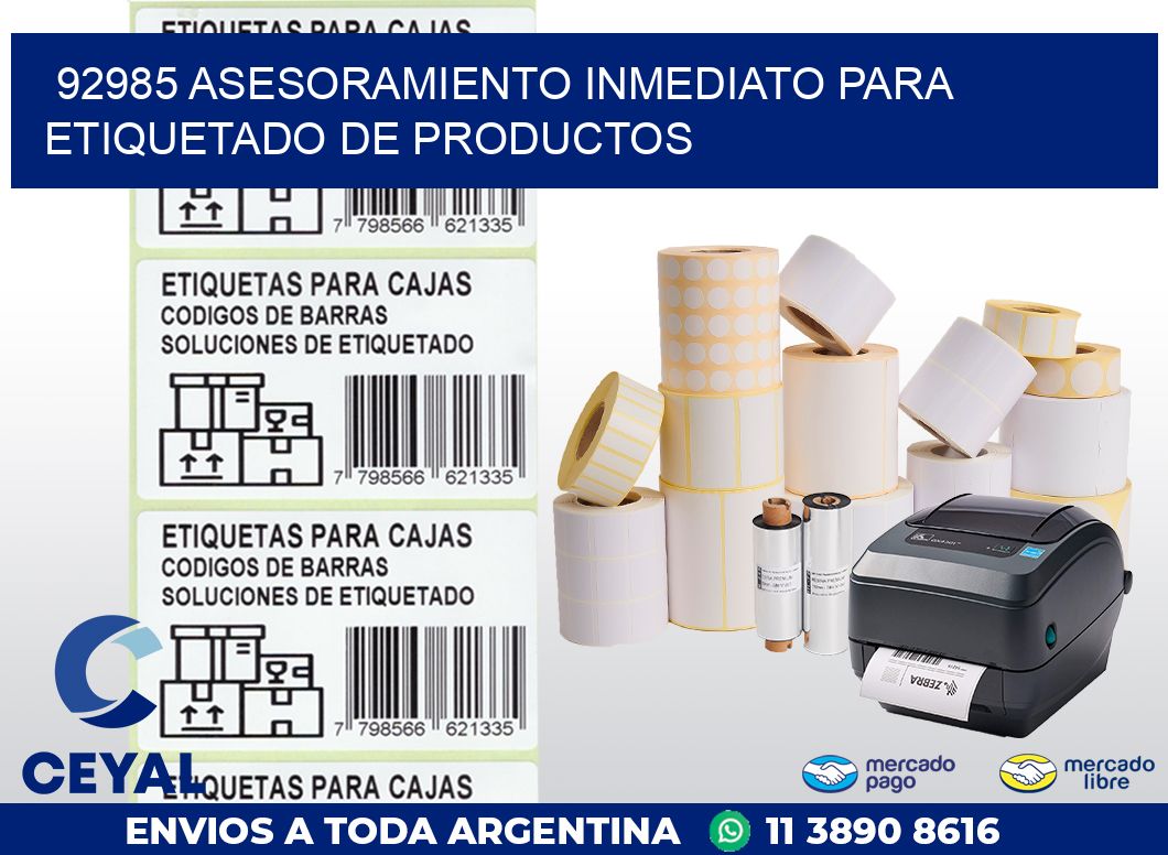 92985 ASESORAMIENTO INMEDIATO PARA ETIQUETADO DE PRODUCTOS