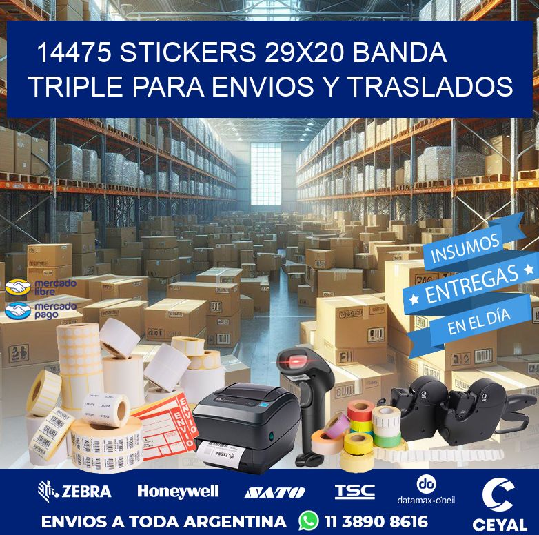 14475 STICKERS 29X20 BANDA TRIPLE PARA ENVIOS Y TRASLADOS