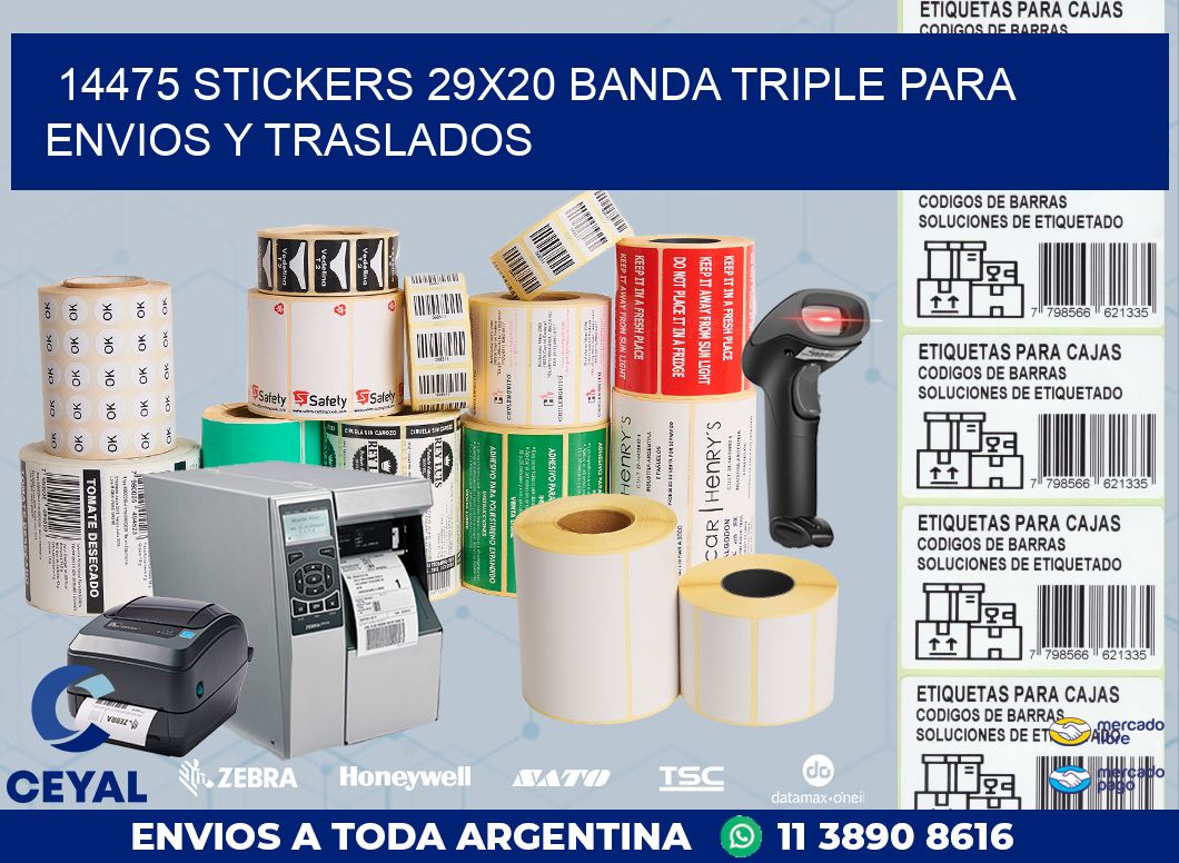 14475 STICKERS 29X20 BANDA TRIPLE PARA ENVIOS Y TRASLADOS