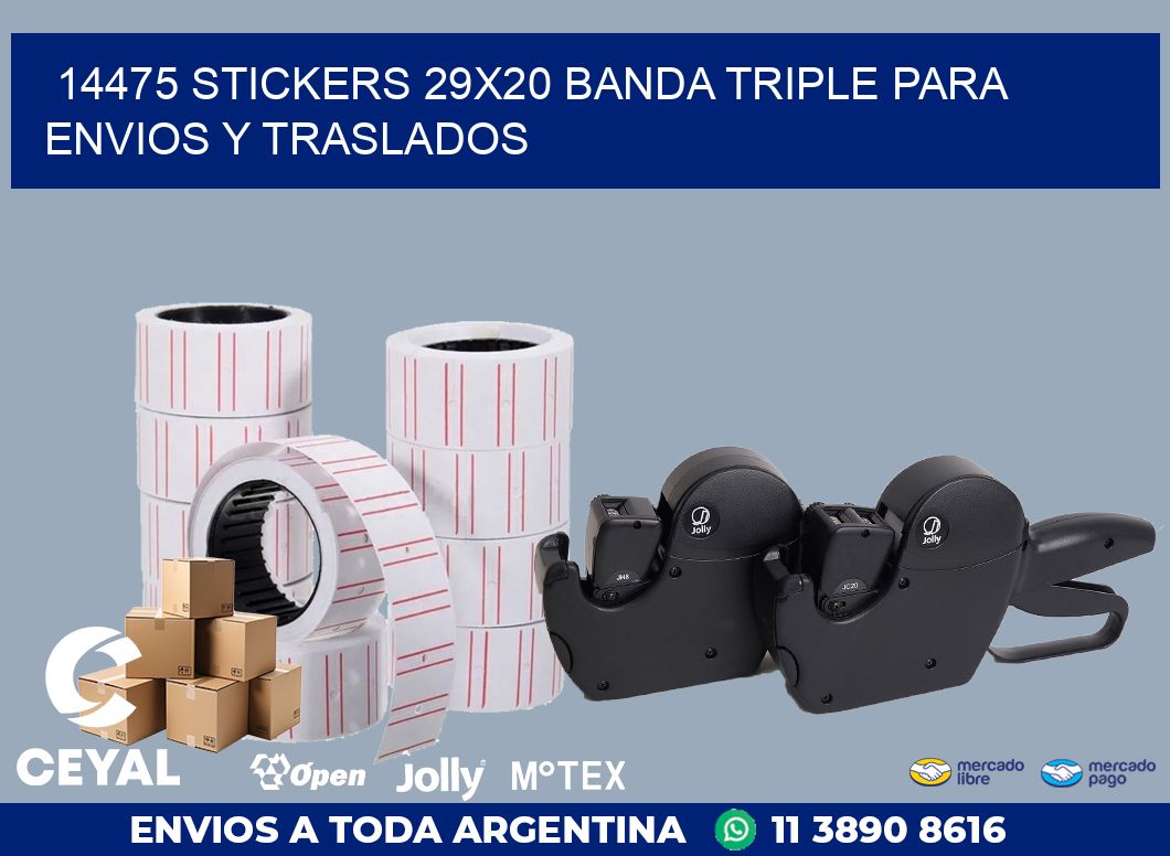14475 STICKERS 29X20 BANDA TRIPLE PARA ENVIOS Y TRASLADOS