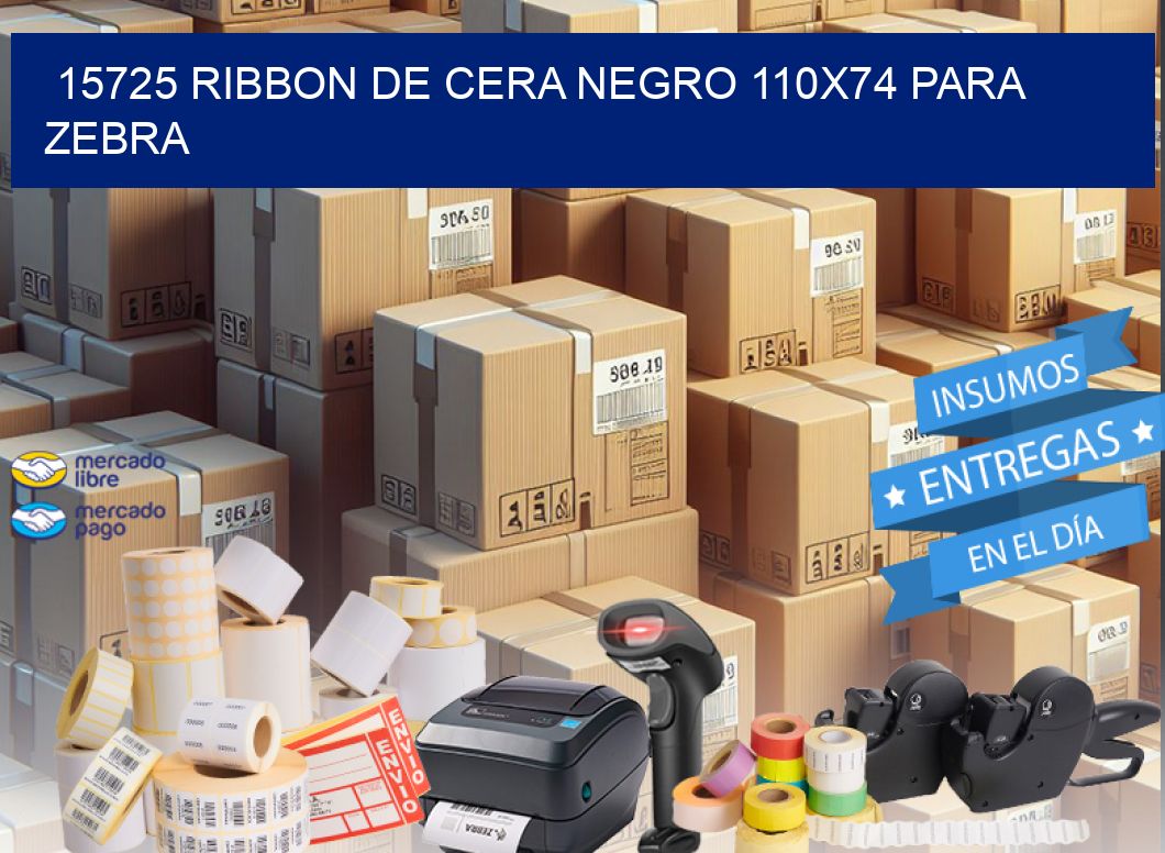 15725 RIBBON DE CERA NEGRO 110X74 PARA ZEBRA