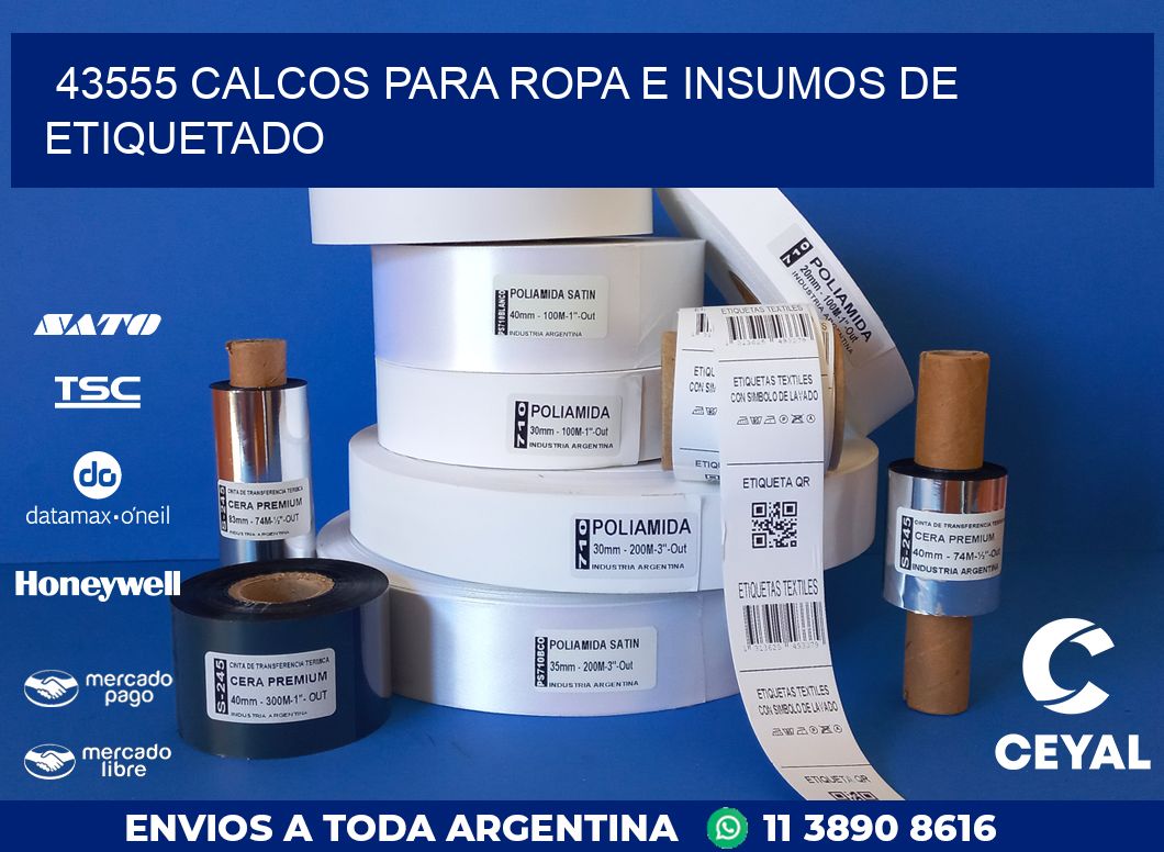 43555 CALCOS PARA ROPA E INSUMOS DE ETIQUETADO