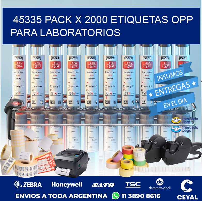 45335 PACK X 2000 ETIQUETAS OPP PARA LABORATORIOS
