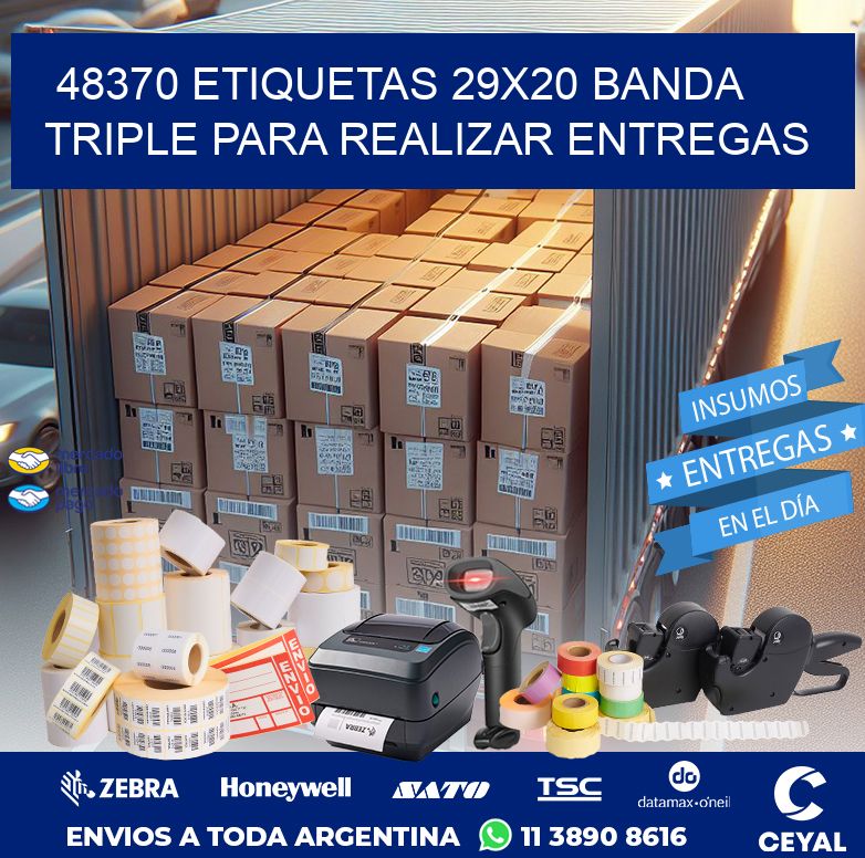 48370 ETIQUETAS 29X20 BANDA TRIPLE PARA REALIZAR ENTREGAS