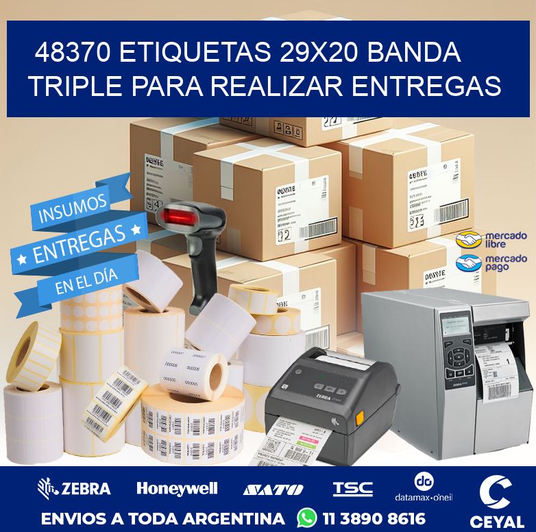 48370 ETIQUETAS 29X20 BANDA TRIPLE PARA REALIZAR ENTREGAS