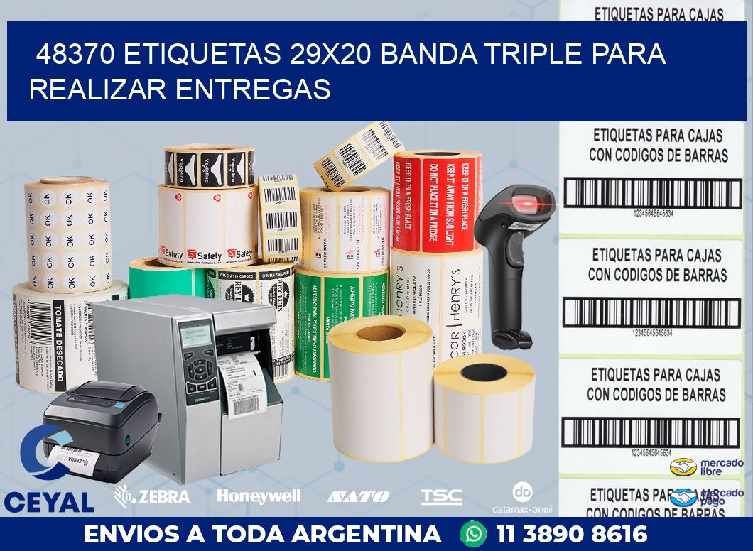 48370 ETIQUETAS 29X20 BANDA TRIPLE PARA REALIZAR ENTREGAS
