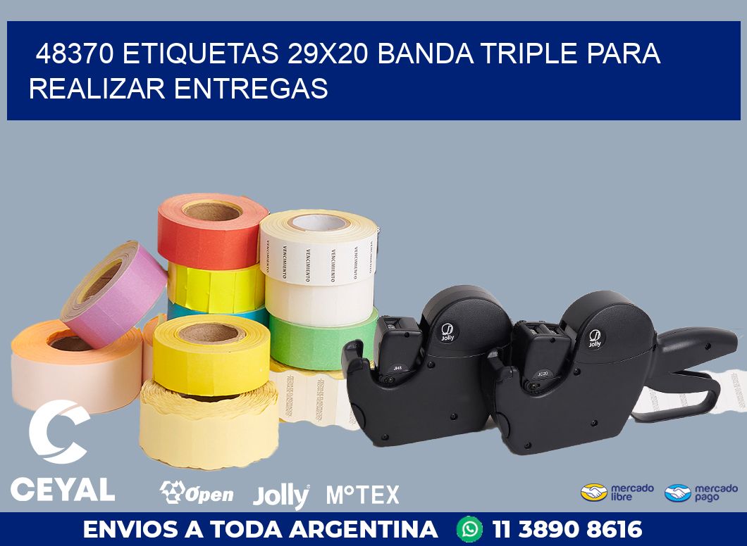 48370 ETIQUETAS 29X20 BANDA TRIPLE PARA REALIZAR ENTREGAS