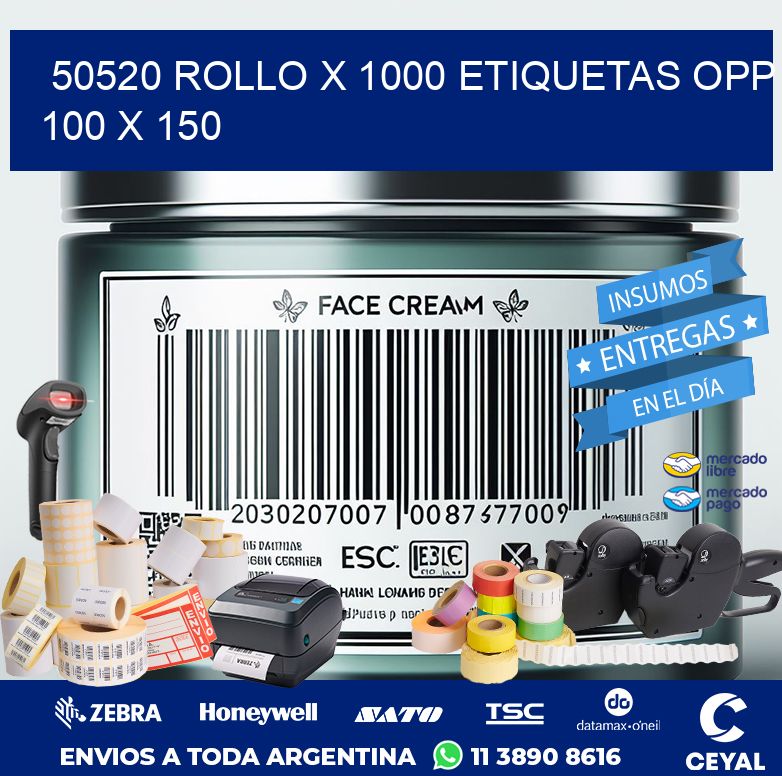 50520 ROLLO X 1000 ETIQUETAS OPP 100 X 150