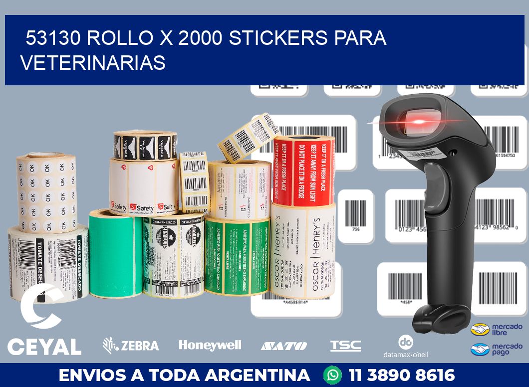 53130 ROLLO X 2000 STICKERS PARA VETERINARIAS