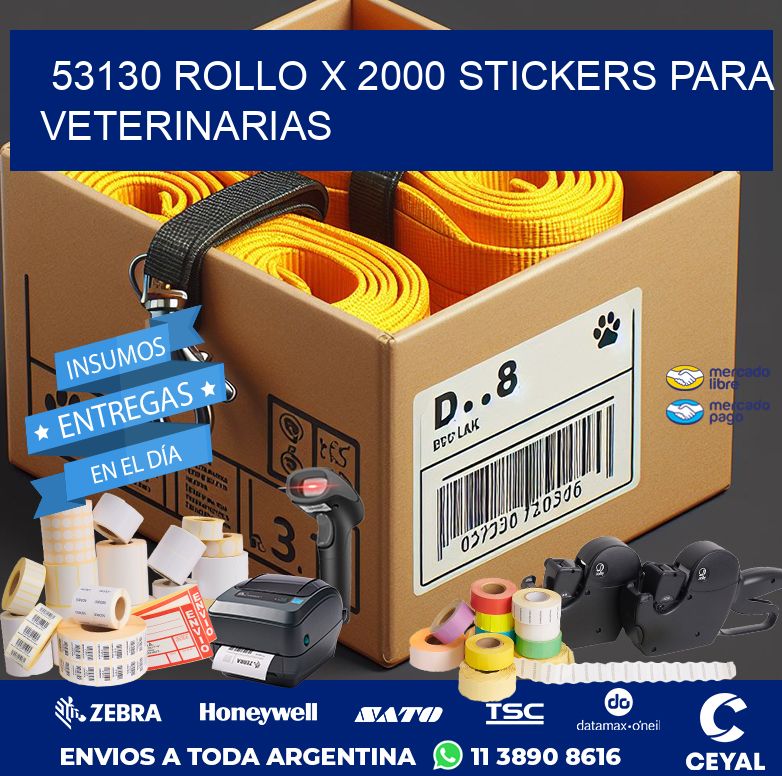 53130 ROLLO X 2000 STICKERS PARA VETERINARIAS