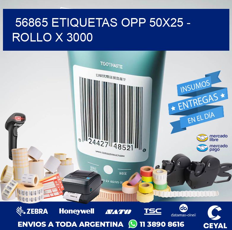 56865 ETIQUETAS OPP 50X25 - ROLLO X 3000