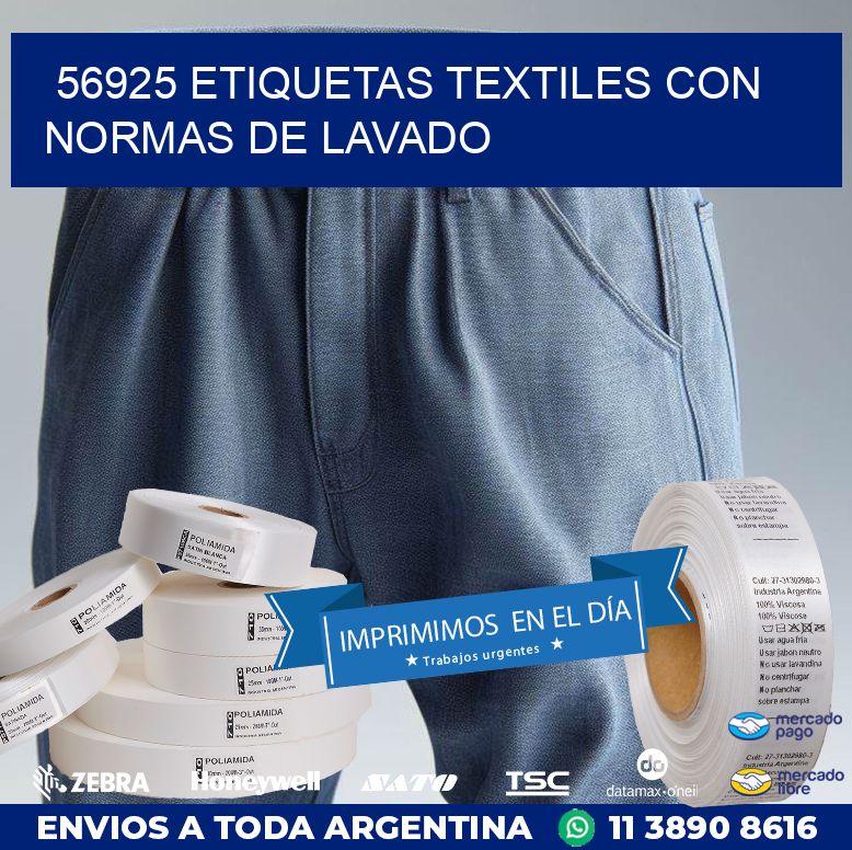 56925 ETIQUETAS TEXTILES CON NORMAS DE LAVADO