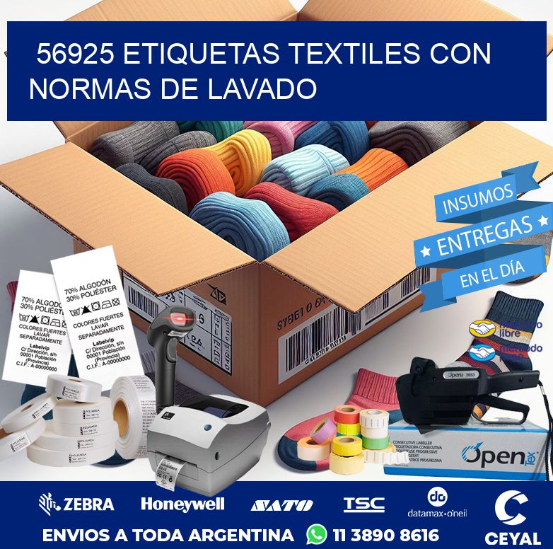 56925 ETIQUETAS TEXTILES CON NORMAS DE LAVADO