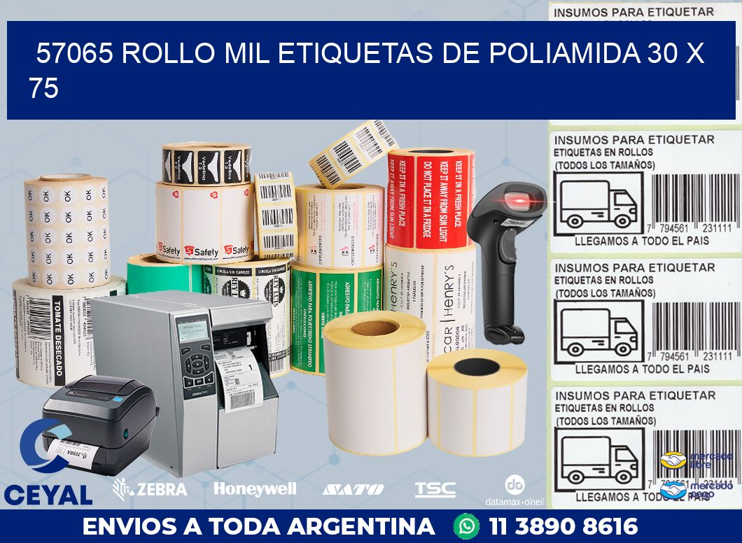 57065 ROLLO MIL ETIQUETAS DE POLIAMIDA 30 X 75