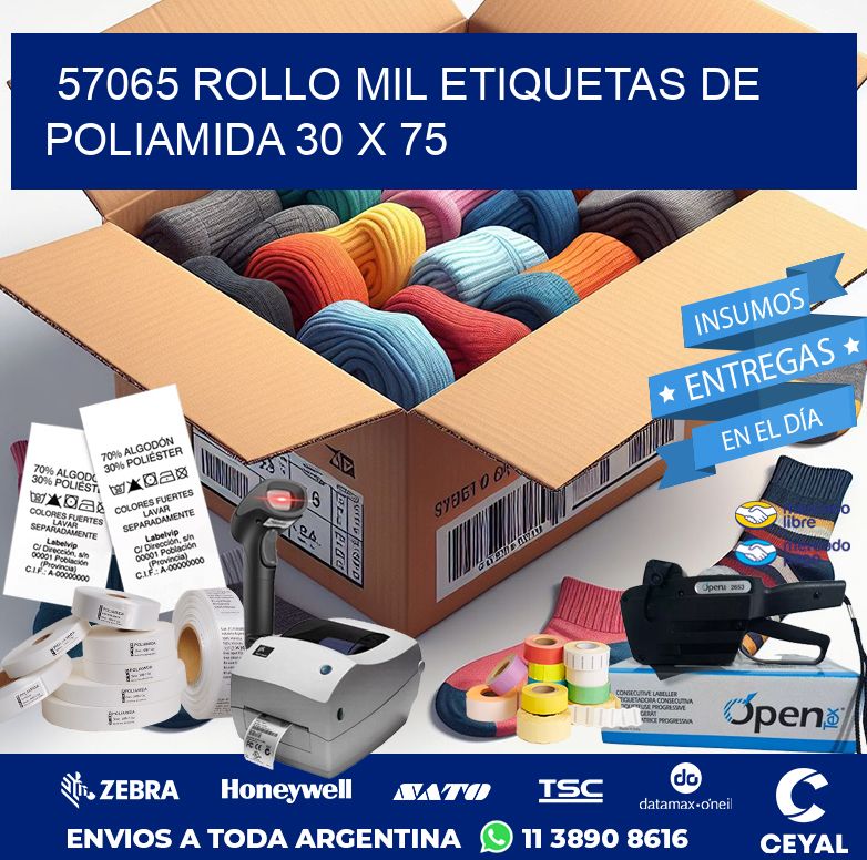 57065 ROLLO MIL ETIQUETAS DE POLIAMIDA 30 X 75