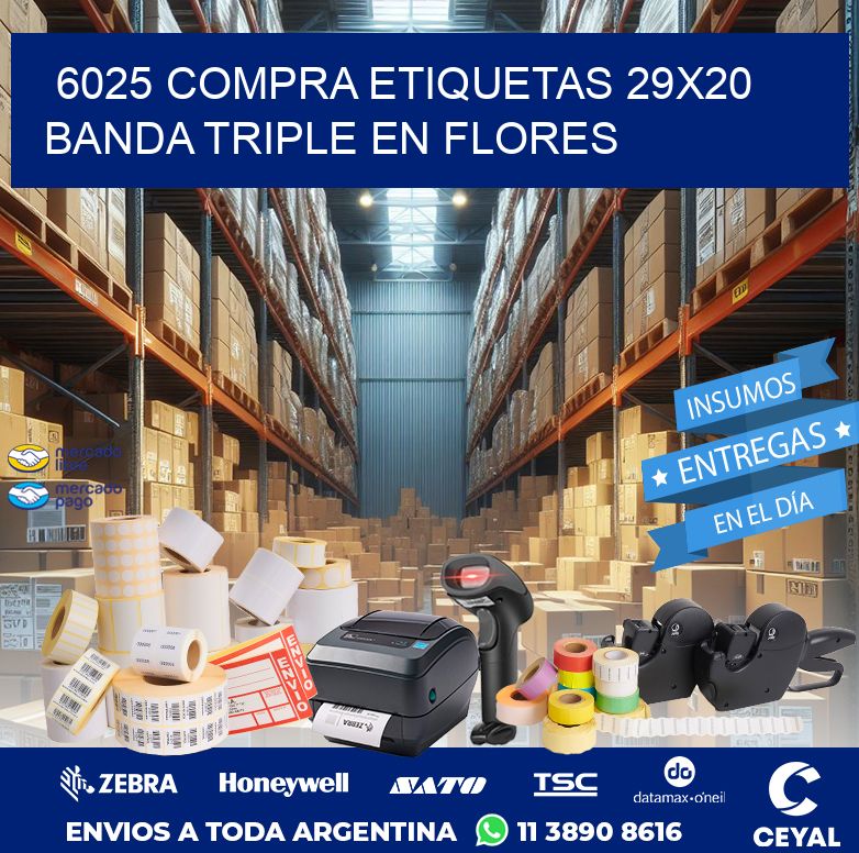 6025 COMPRA ETIQUETAS 29X20 BANDA TRIPLE EN FLORES