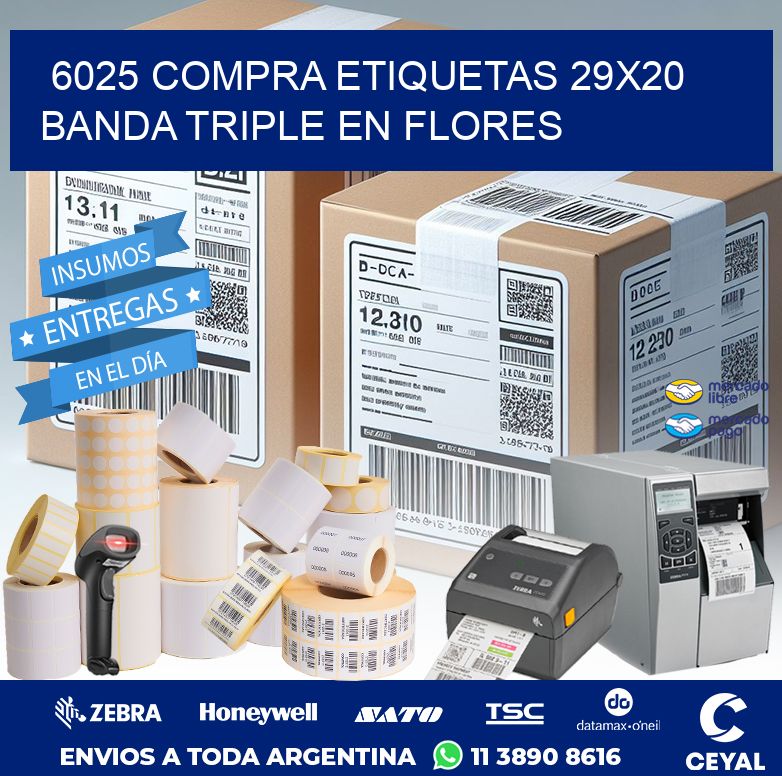 6025 COMPRA ETIQUETAS 29X20 BANDA TRIPLE EN FLORES