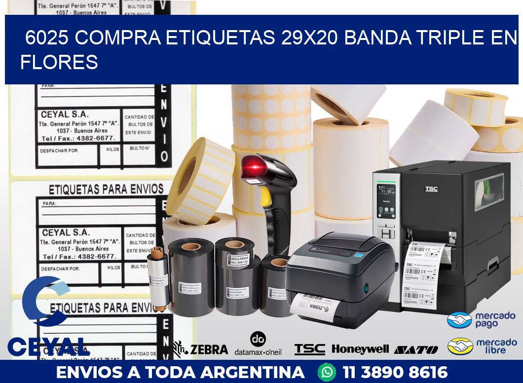 6025 COMPRA ETIQUETAS 29X20 BANDA TRIPLE EN FLORES