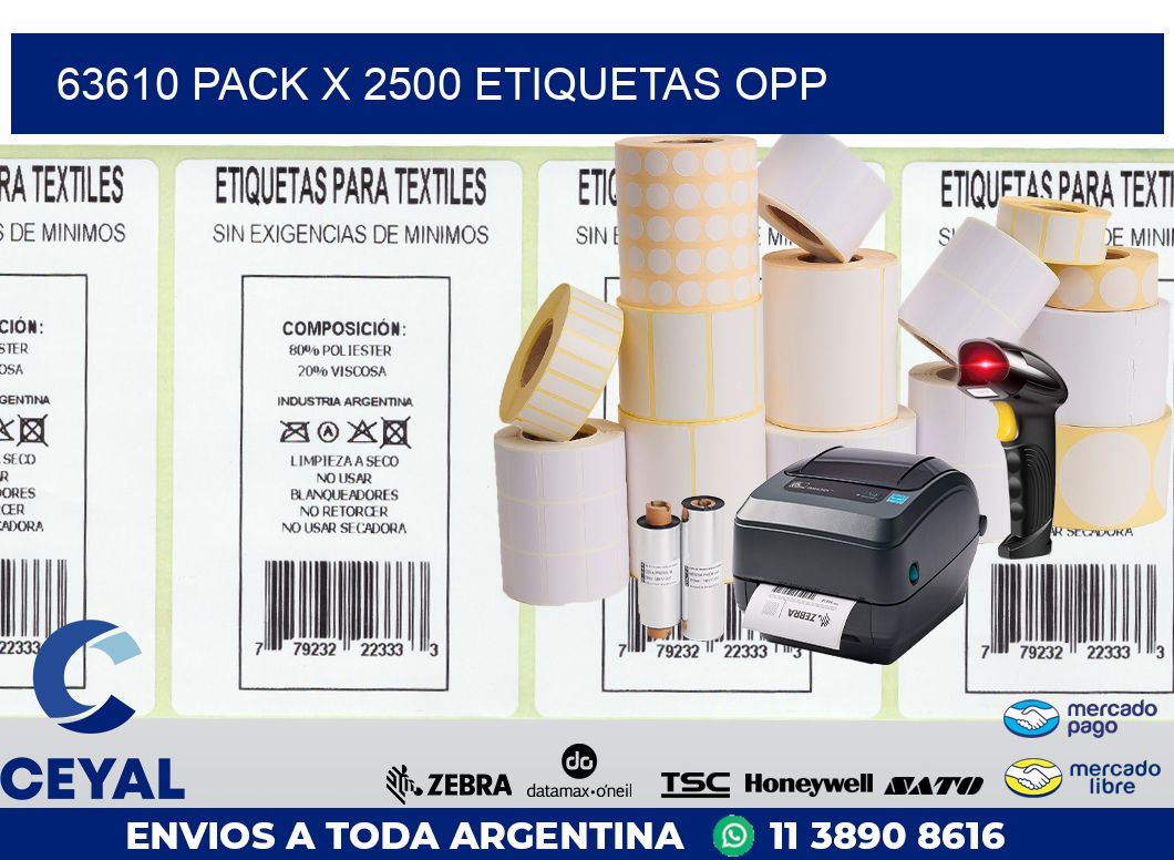 63610 PACK X 2500 ETIQUETAS OPP